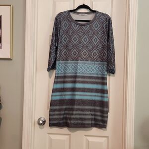 T shirt dress gray and aqua.